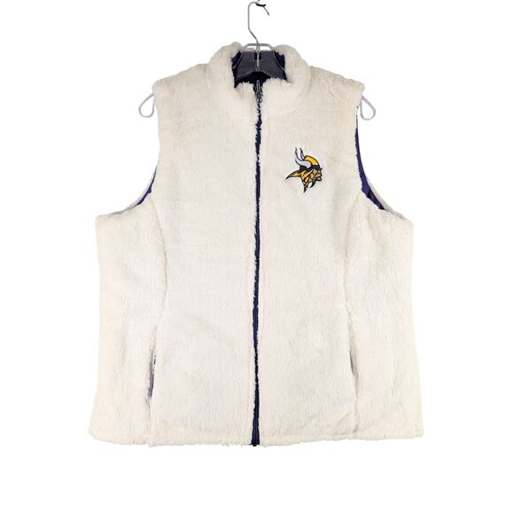 NFL Minnesota Vikings Vest Womens Large Reversible Sherpa Puffer Vest NWOT - Picture 5 of 7